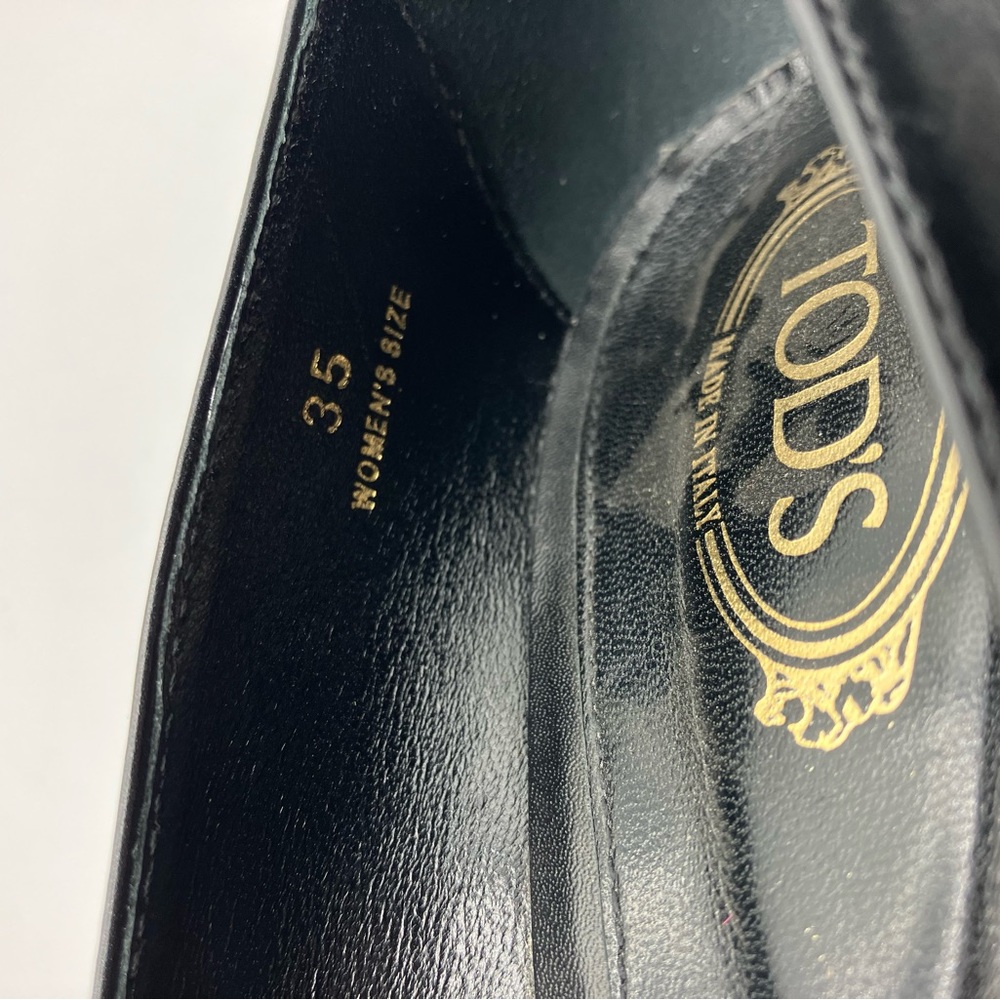 Tod`s Black Leather Square Toe Heels Size 35/5 - Picture 9 of 13